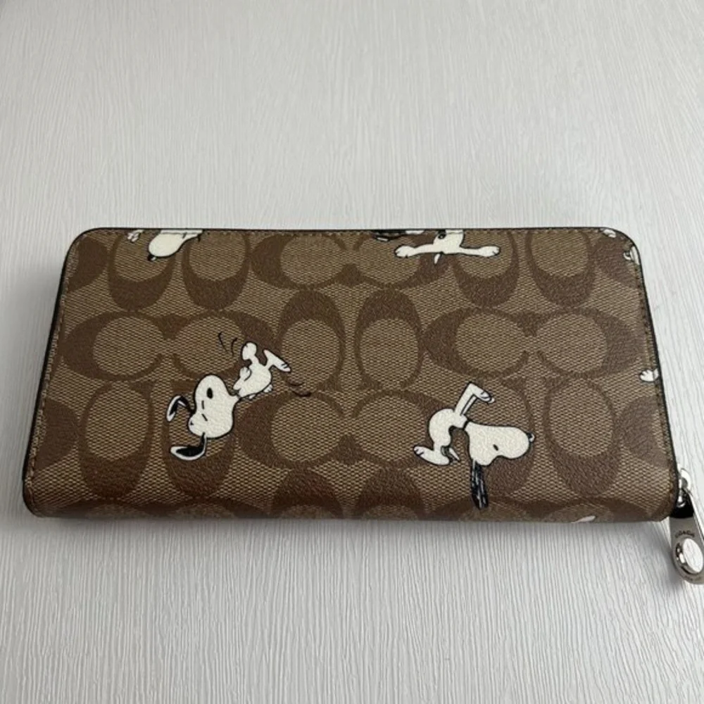 Coach Brown and Black Wallet with Dog Print